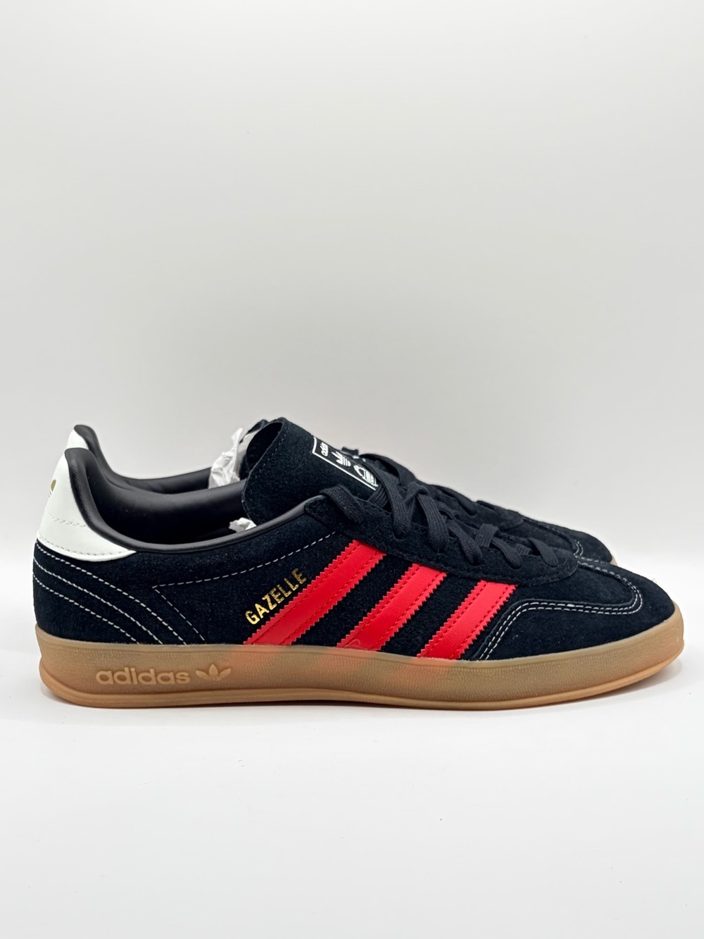 adidas Gazelle Black Suede with Red Stripes and Gum Sole 8 US / 9 Women’s